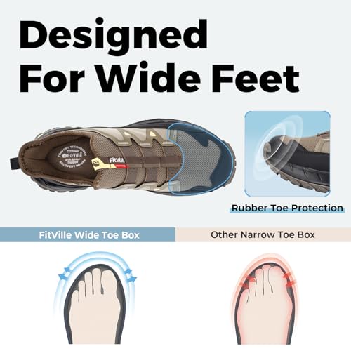 Image of FitVille Extra Wide Sneakers for Men Slip-on Shoes, Soft Comfortable Mens Running Shoe, Slip Resistant Hiking Walking Shoes with Arch Support & Wide Toe Box