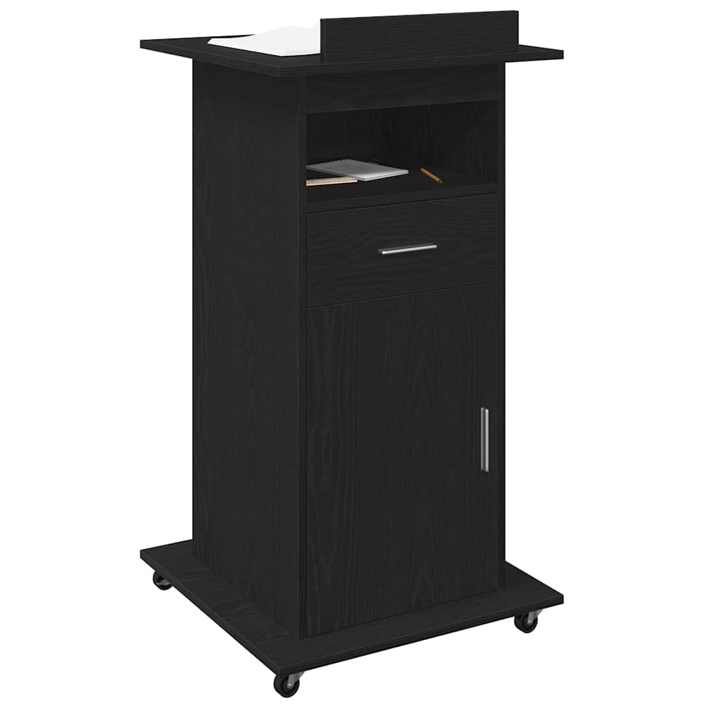 Podium Schreibtischorganizer aus Holzwerkstoff in Schwarz Eichen-Optik 55 x 55 x 107 cm mit praktischen Regalen und Schubladen für effiziente Büroorganisation