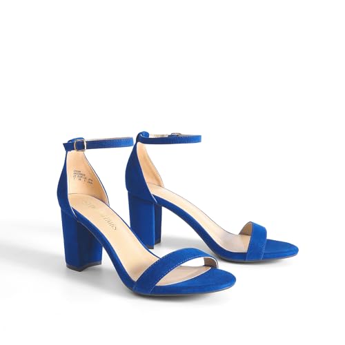 DREAM PAIRS DREAM PAIRS Women's Chunk Low Heel Pump Sandals,Size 8,Royal/Blue,CHUNK
