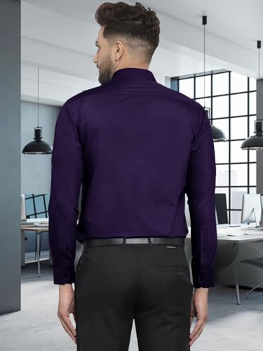 Image of Pinkmint Mens Long Sleeve Button Down Shirt for Men Collared Casual Formal Soild Shirt