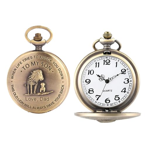 Image of AUGEN Premium Pocket Watch Metal Keychain Son 2 Retro Vintage for Gifting With Key Ring Anti-Rust (Pack Of 1)