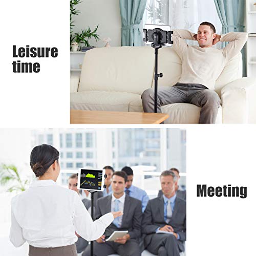 WEIYUDANG Soporte de trípode para iPad, soporte de piso de cuello de cisne de 60 pulgadas para tableta, soporte de piso para iPad con soporte de trípode giratorio de 360 ​​​​° para iPad Mini, iPad Air, iPad Pro y todas las tabletas de 4.7-12.9 pulgadas