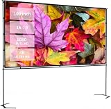 100-inch Portable Projector Screen with Stand | 16:9 HD 4K Wrinkle-Free Indoor/Outdoor Screen for Home Cinema, Backyard Movies & Camping