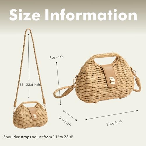Woven Straw Purse with Crossbody Strap, Clutch Purses for women, Boho Summer Beach Bag Shoulder Vacation Handwoven Handbag2