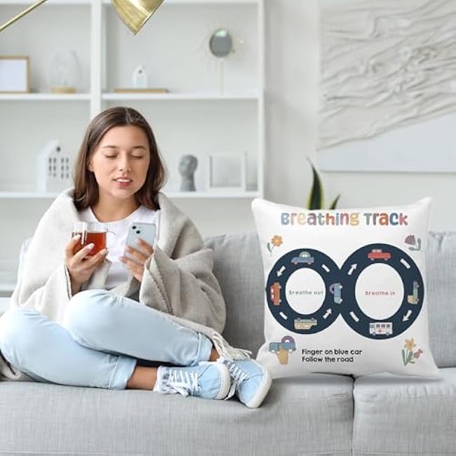 2Pcs Feelings Pillow Covers 18in Classroom Must Haves Calming Corner Item Mental Health Throw Pillowcase Kids Home Preschool Decorations Counselor Office Sensory Reading Room Calm Down Corner Supplies