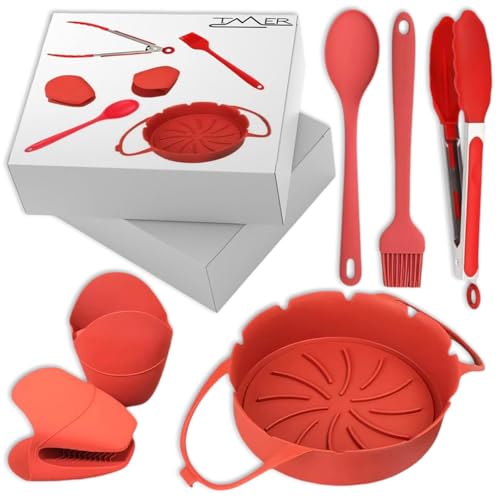 Accessori Per Friggitrice Ad Aria, Kit Completo con Presine Silicone Da Cucina - Contenitori Friggitrice Ad Aria - Pennello Cucina - Cucchiaio Silicone Cucina - Pinze Da Cucina