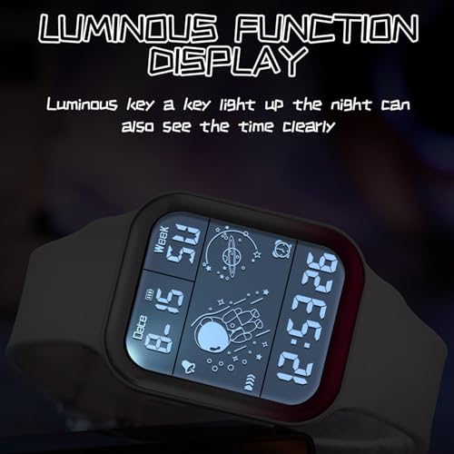 findtime Digital Watch Rectangular Watches for Women Men White Unisex Square LED Electronic 5ATM Waterproof Wristwatch Sports Silicone Strap4