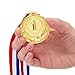Juvale 6-Pack 1st Place Winner Gold Medals for All Ages, Participation Awards with 15.5-Inch Red, White, and Blue Ribbon for Sports, Tournaments, Competitions (Metal, 2 in)