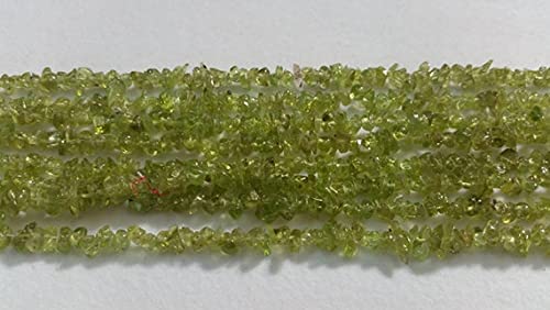 Peridot chips pour création bijoux, fil de pierres naturelles 35" de 4-5mm - 2