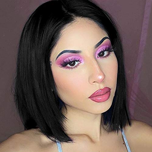 Straight Bob Lace Front Wigs Human Hair Brazilian Virgin Human Hair 4x4 Lace Closure Wigs Pre Plucked with Baby Hair Natural Color(10 Inch)