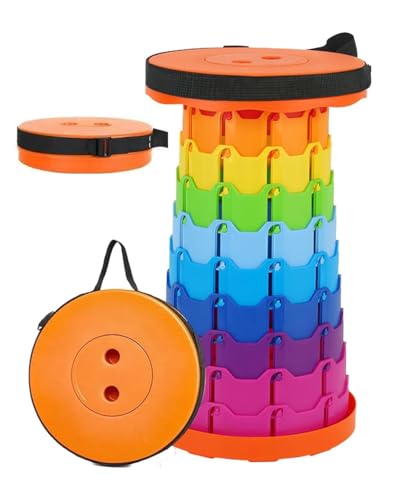 STAWGRNY 折りたたみ椅子 伸縮式 アウトドアチェア 折り畳み式 キャンプ椅子 キャンプスツール 軽量 防水 持ち手付き 持ち運び便利 1秒開閉可能 耐荷重150KG 釣り/観戦/花火大会/屋内/屋外用 (カラフルなオレンジ)