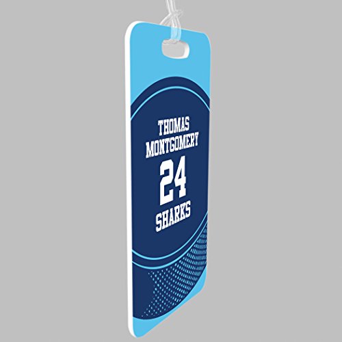 ChalkTalkSPORTS Hockey Luggage & Bag Tag | Personalized Hockey Team Puck | Standard Lines on Back | Large, Carolina/Navy4