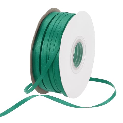 Rebower 1/8 Inch 100 Yard Satin Ribbon Thick Double Face Grosgrain Silk Ribbon, [for Gift Wrapping, Hair Bows, Wedding, Cake, Flower] - Forest Green