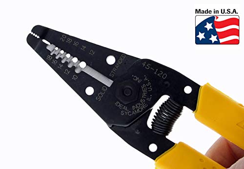 Image of IDEAL Electrical 45-120 T-5 T-Stripper - 10-20 AWG, Yellow Wire Stripper with Looping Holes, Plier Nose, Spring Loaded Automatic Opening (Pack of 2)