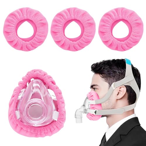 JEYORZY 3 piezas de revestimiento de máscara CPAP de cara completa, fundas de correa CPAP profesionales, fundas de cojín CPAP reutilizables, Mascarilla completa, fundas de almohada reutilizables, Rosa