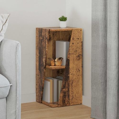 Mokuyary Estantería lateral de madera envejecida de 33 x 32 x 70,5 cm, de material de madera, aparador de cocina, armario auxiliar para salón, pasillo, cocina