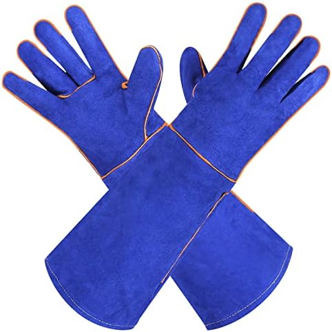 SLARMOR Anti-bite Gloves,Long Leather Anti Bite Safety Gloves,Anti-bite Animal Handling Gloves,Pets Grasping Biting Protective Gloves,Anti Bite Work Gloves for Dog/Cat/Bird/Snake/Lizard/Turtle