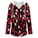Red Love Hearts Hoodies for Women V Neck Pullover Sweatshirts Long Sleeve Shirts Fashion Tops