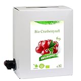 GutFood - 3 Liter Bio Cranberrysaft - Bio Cranberry Saft in praktischer Bag in Box Packung ( 1 x 3 l Saftbox ) - Muttersaft aus Bio Cranberries Erstpressung