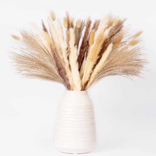 Natural Dried Pampas Grass Plant Bouquet, 40 cm Tall for Autumn Home Boho Table Decor Floral Arrangements