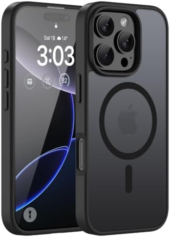 ORDA für iPhone 16 Pro Hülle, Kompatibel mit MagSafe, Schwarz | Durchscheinend Rückseite, Matt Magnetische Handyhülle, Stoßfest Kratzfeste Schutzhülle