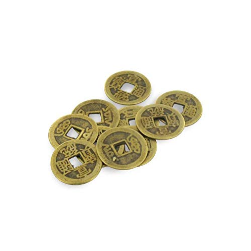 lachineuse - 10 Pièces Chinoises de Fortune - Porte-Chance Pièces de Monnaie - Sapèques Porte-Bonheur - Coloris Cuivre - Idée Cadeau Asiatique - Pièces...
