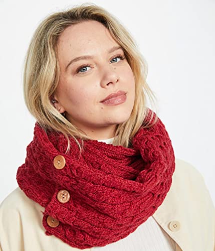 Irish Merino Wool Snood Scarf, Honeycomb Cable Knit, 60 x 14 inches, Made in Ireland3