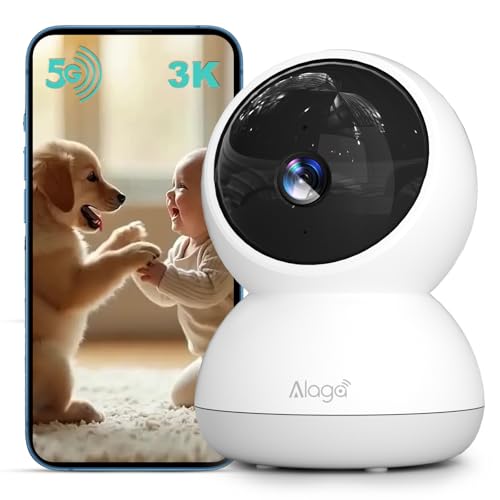 3K Telecamera WiFi Interno, Telecamera Sorveglianza Interno, Videocamera Sorveglianza 5G/2.4GHz, AI Rilevamento del Movimento, Visione Notturna, Compatibile con Alexa e Google Assistant