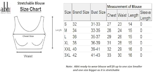 Image of Abhi Readymade Saree Blouse for Women- Sleeveless, Round Neck, Regular-fit, Stretchable, Pull-on Style Blouse
