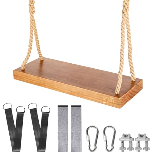 Outdoor Cedar Tree Swing, 22"x8"x2", 440 lb, Adjustable Rope