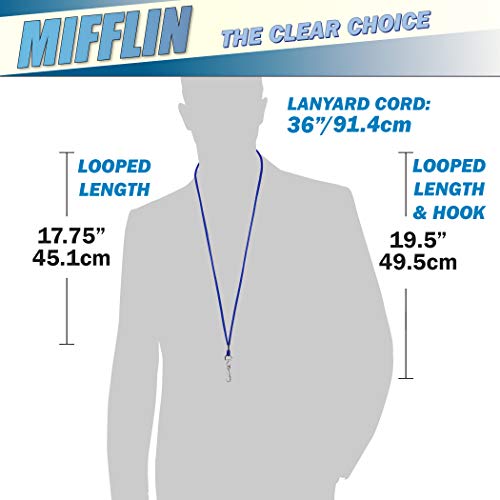Mifflin-Usa Lanyard With Vertical Id Name Holder (Blue Cord, Clear 2.25X3.5 Inch Card Holder, 50 Pack) #TOP4