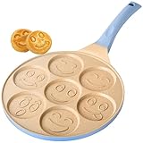 Erreke Poêle à Pancakes, Poele Anti adhesive, Adaptée à Tous les Types de Cuisine, Conception Amusante pour les Enfants, Poêle à Crêpes, 26 cm, Couleur Bleu