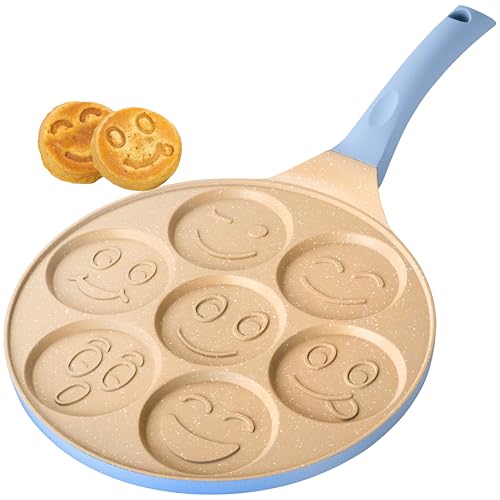 Erreke Padella Pancake, Adatta per Tutti i Tipi di Cucina, Padelle Antiaderente, Design Divertente per Bambini, 26 cm, Padelle Induzione Colore Blu