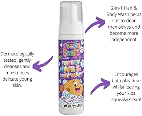 Kids Stuff Crazy Soap Strawberry Frothy Hair & Body Wash | Dermatologically Tested | Kids Body Wash | Mild & Gentle | Vegan | Cruelty Free | 200ml