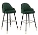 26"aksamitne Krzesło Z Backs Bar Stołki Z Zestawem 2, Licznik, Czarny Chromowany Metalowe Stołki Siedzeń, Do Kawiarni, Salonu, Pubów, Krzeseł Z Wyspy Kuchennej (Color : Green)