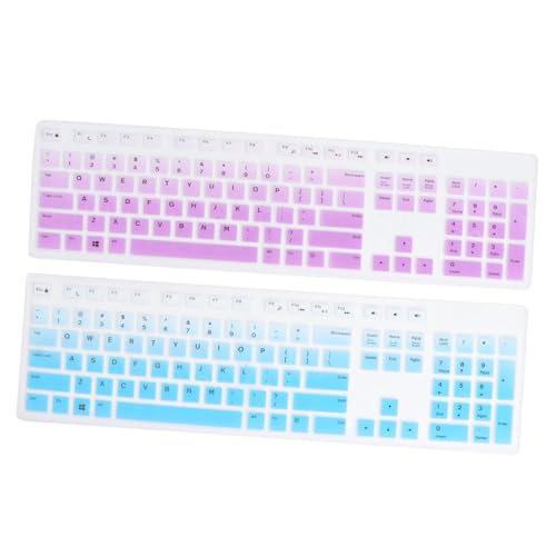 Tofficu 2Pcs Thin Keyboard Skin Silicone Cover for Kbp Gradient Blue Purple for Desktop Keyboards Easy to Clean