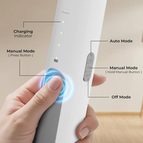 Image of 2 in 1 Mosquito Killer Racket with UV Light | Manual & Auto Kill Modes | Rechargeable Lithium Battery | Type-C USB Charging | Electric Mosquito Bat with Base Stand (White)
