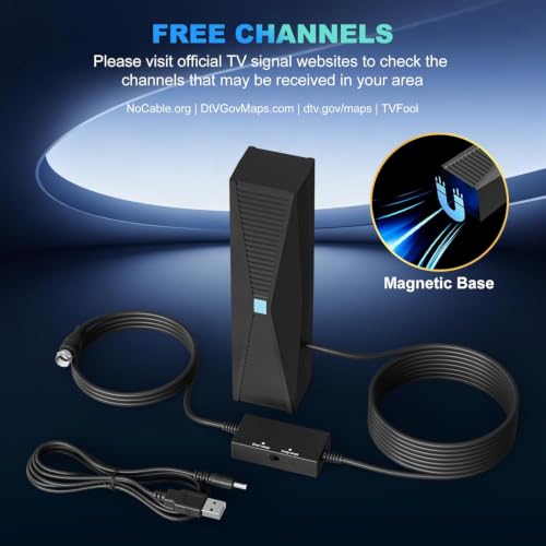 Image of TV Antenna for Smart & Old TVs,2500+ Miles Range Strongest Digital HD TV Antenna Indoor Support 4K 1080P VHF UHF, 360 Long Range Reception with Signal Amplifier