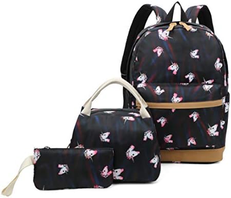Ulgoo Girls School Bags Unicorn Kids Bookbags Teens Bookbag Set Kids Laptop Backpack Lunch Box Purse (Rainbow White)