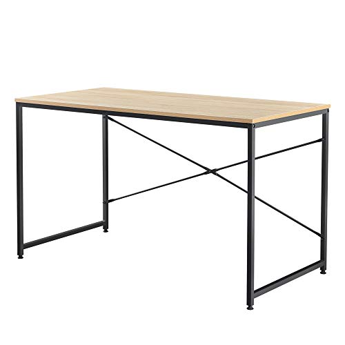 [en.casa]® Poste de Travail Bureau d'Ordinateur Table de Bureau Gaming Étude Pieds en Métal Plateau de Table MDF 16 mm 120 x 60 x 72 cm Couleur Chêne et Noir