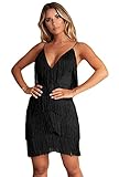 fransen charleston kleid schwarz Material: Polyestergewebe; Weiche Sway-Fransen und angenehm zu tragen.