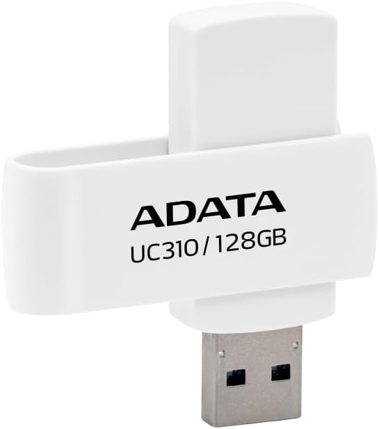 ADATA UC310 64GB USB 3.2 Gen 1 Flash Drive | Read Speed 100MB/s | Lightweight and Stylish | Black | Compatible with Windows, Mac and Linux (White)
