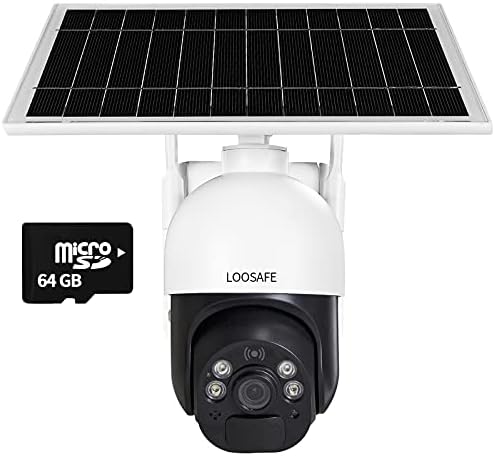 Wireless Outdoor 4G LTE Cellular Security Camera Solar Powered, 1080P Spotlight Color Night Vision, Two-Way Audio, Motion Detection, Cloud/Local Storage with 64GB TF Card