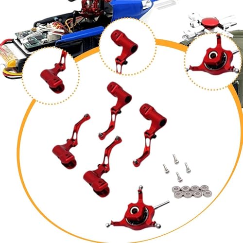 Luwecf RC Helicopter Swashplate Set Leaf Clip Easy Installed Replacement Aluminum RC Aircraft Accessories Spare Part for K124 K170, Red