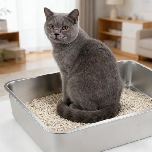Arenero de acero inoxidable para gatos M miniatura 6