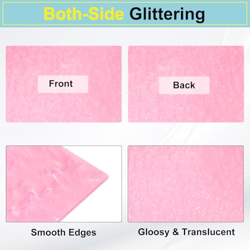 Image of MECCANIXITY 3 Pcs Glitter Pearl Acrylic Sheet,12 inch x 8 inch x 1 /8 inch Pearlescent Cast Pmma Plastic Sheets Extruded Translucent Blanks for DIY Art Crafting Laser Cutting & Engraving,Pink