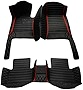 Car Floor Mat Fit 99% Sedans Sports Cars Luxury Custom Car Mats for SUV Women Leather Automotive Floor Mats All Weather Car Mat Diamond Leather Floor Lining (Black and red Stripes 1)