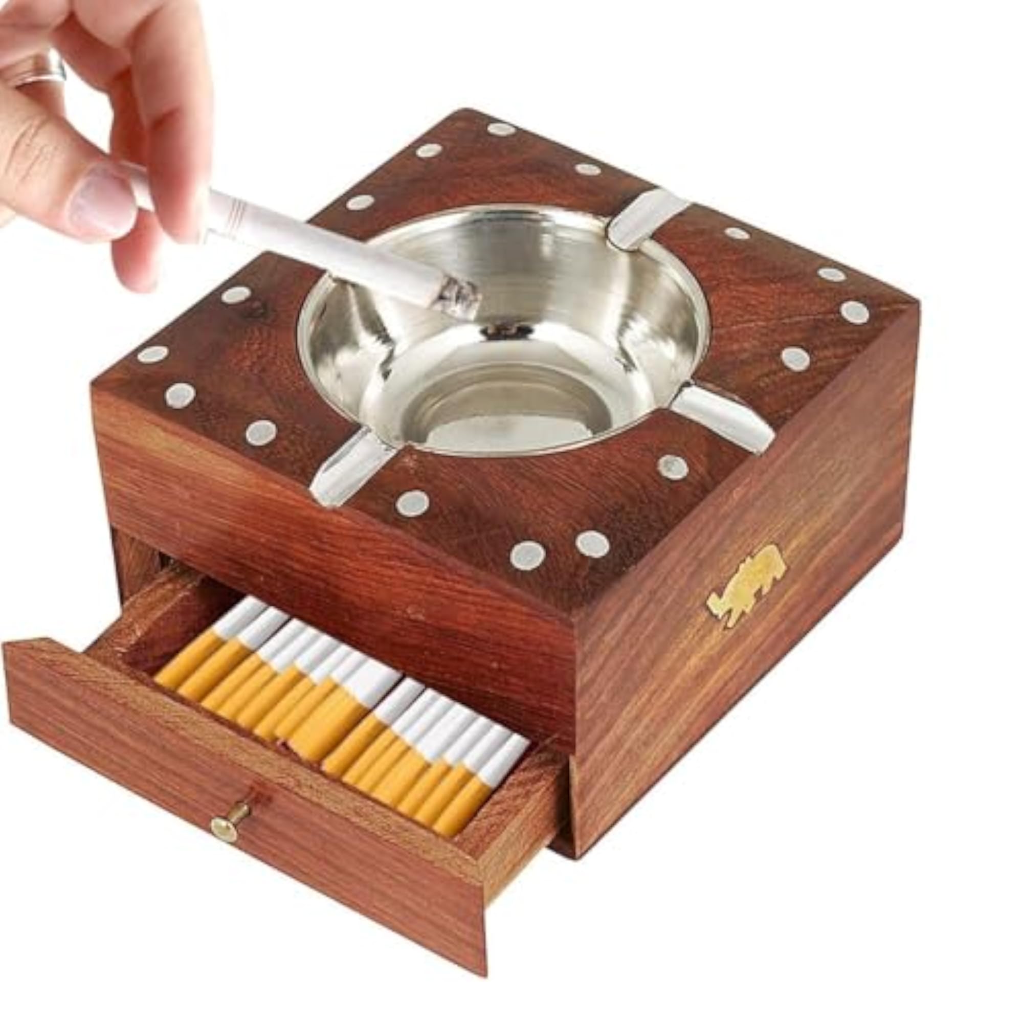 Daniel Handcrafted Sheesham Wood Cigarette Ashtray