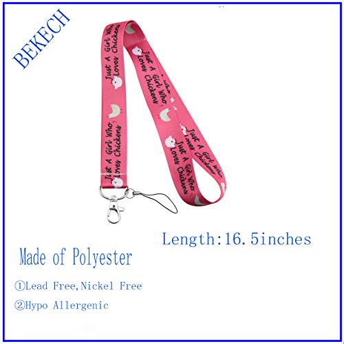 BEKECH Chicken Lovers Gift Just A Girl Who Loves Chicken Cute Chicken Pattern Lanyard ID Card Holder Keychain Clip Gift2