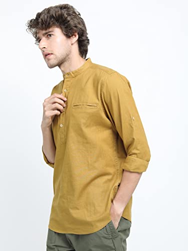 Image of KETCH Men Cotton Slim Fit Solid Full Sleeve Shirt